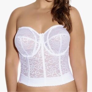 Goddess White Lace Strapless Bustier Corset Bridal Size 42DD Underwire Boning